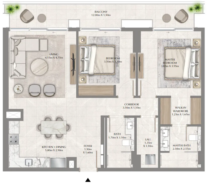 2 bedroom Apartments floor plan at Creek Waters 2
