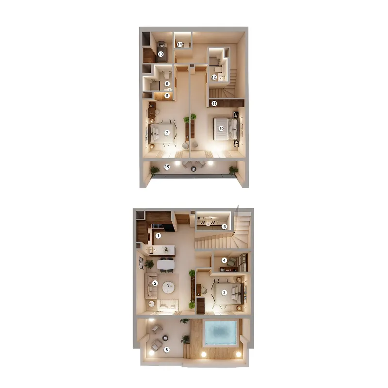 3 bedroom Duplex floor plan at Q Gardens Loft