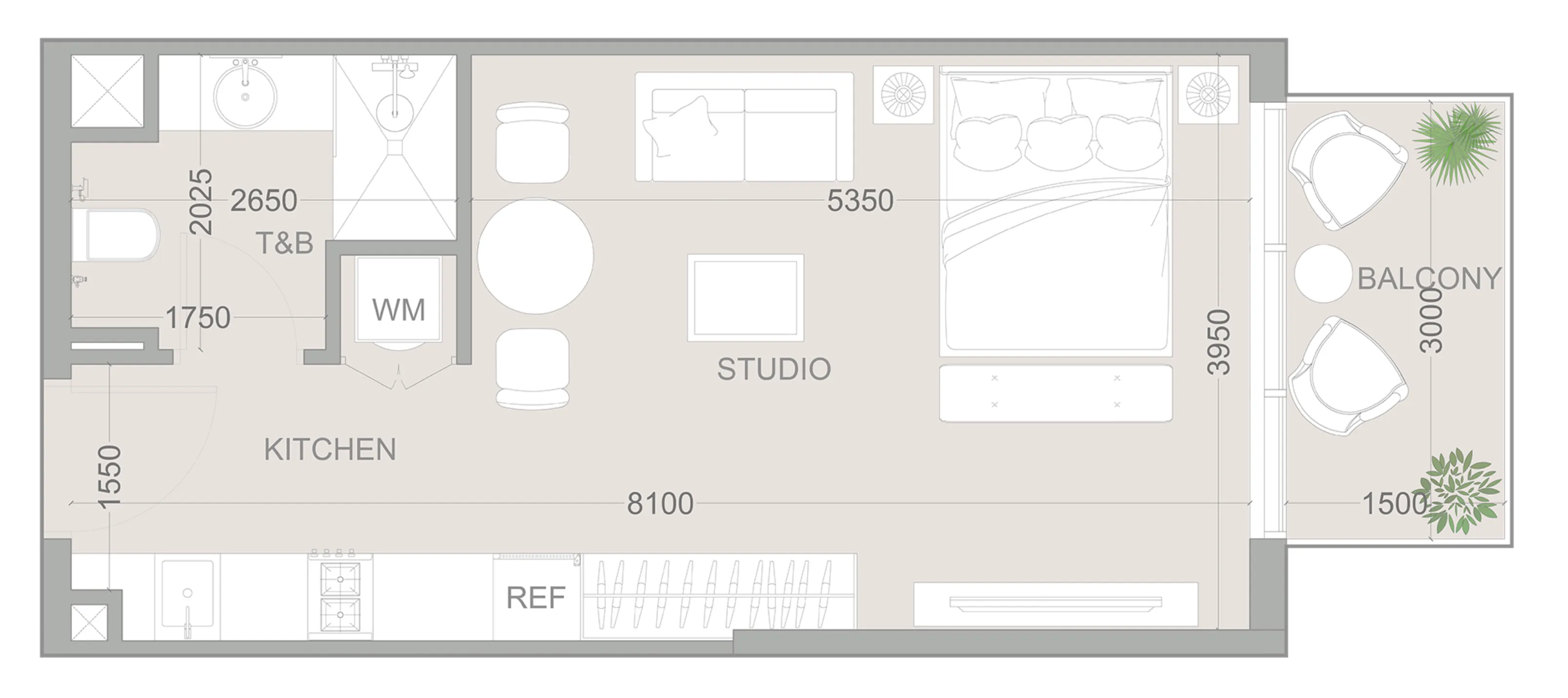 0 bedroom Apartments floor plan at 1WOOD Residence 2