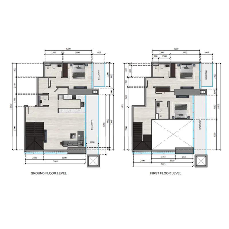 3 bedroom Duplex floor plan at Auresta Tower
