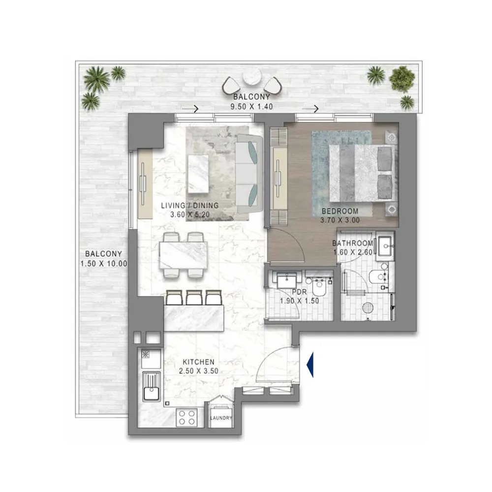 1 bedroom Apartments floor plan at Chelsea Residences 1 Tower C