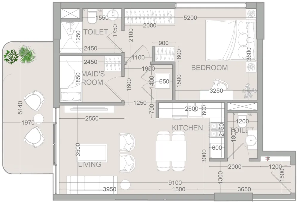 1.5 bedroom Apartments floor plan at TETR1S Tower
