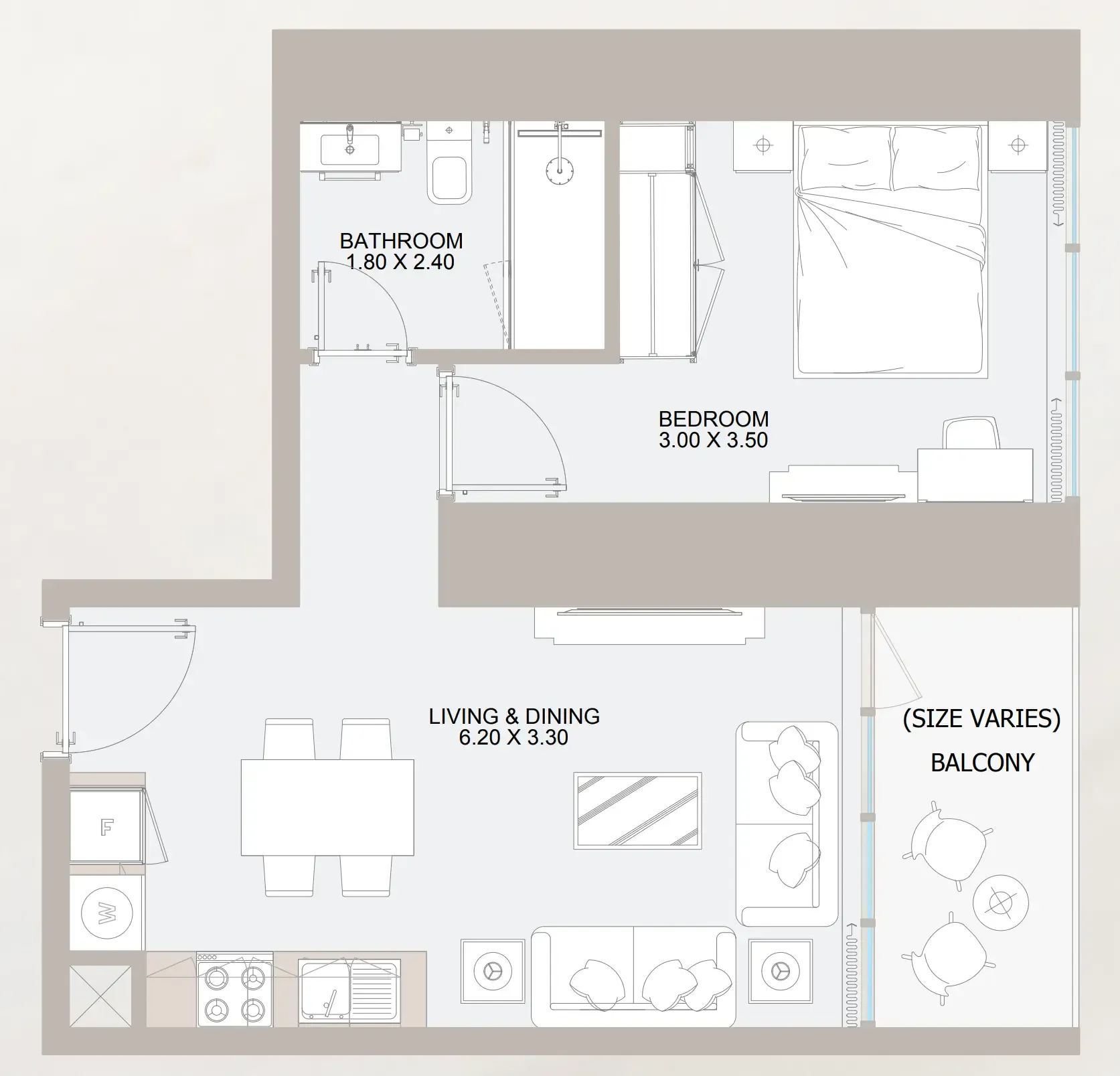 1 bedroom Apartments floor plan at Vista 3