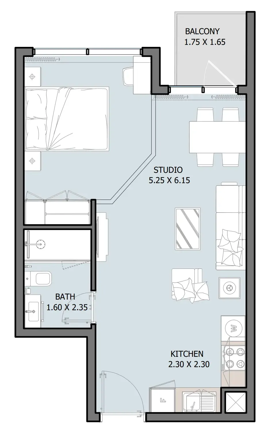 0 bedroom Apartments floor plan at Selina Bay