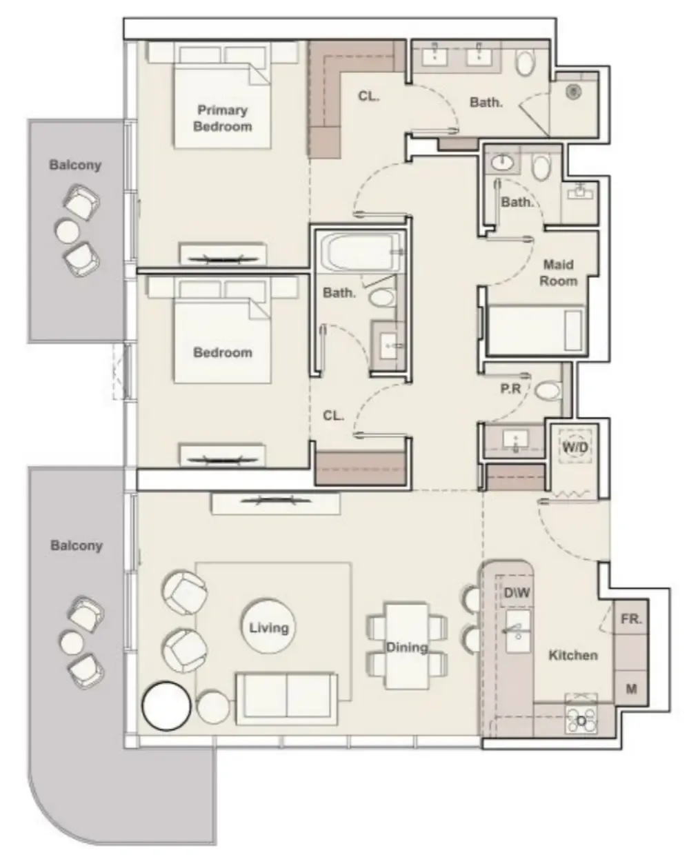 2 bedroom Apartments floor plan at The Meriva Collection