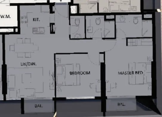 2 bedroom Apartments floor plan at Altai Tower