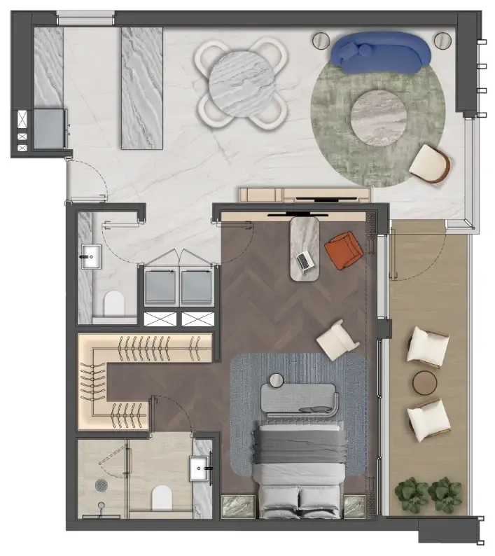 1 bedroom Apartments floor plan at Mas Barsha Residency