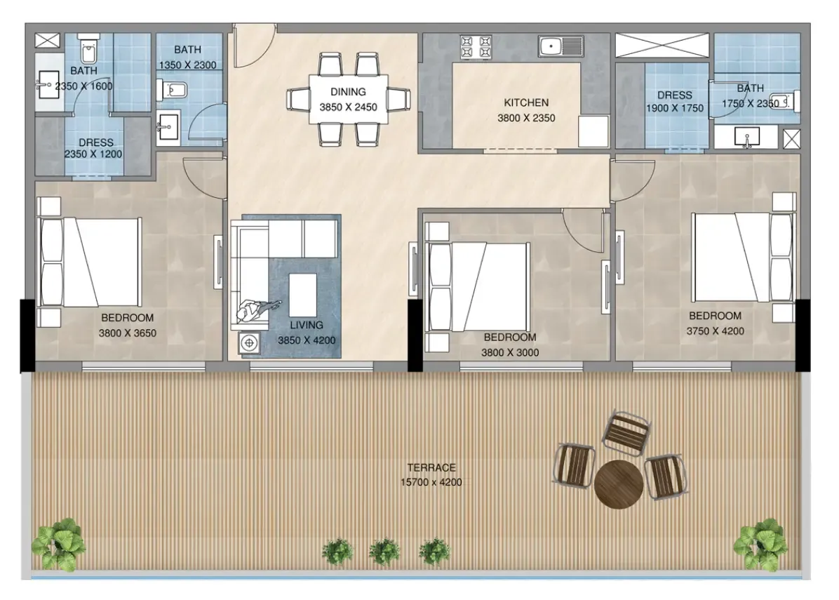 3 bedroom Apartments floor plan at Sunbliss Residences