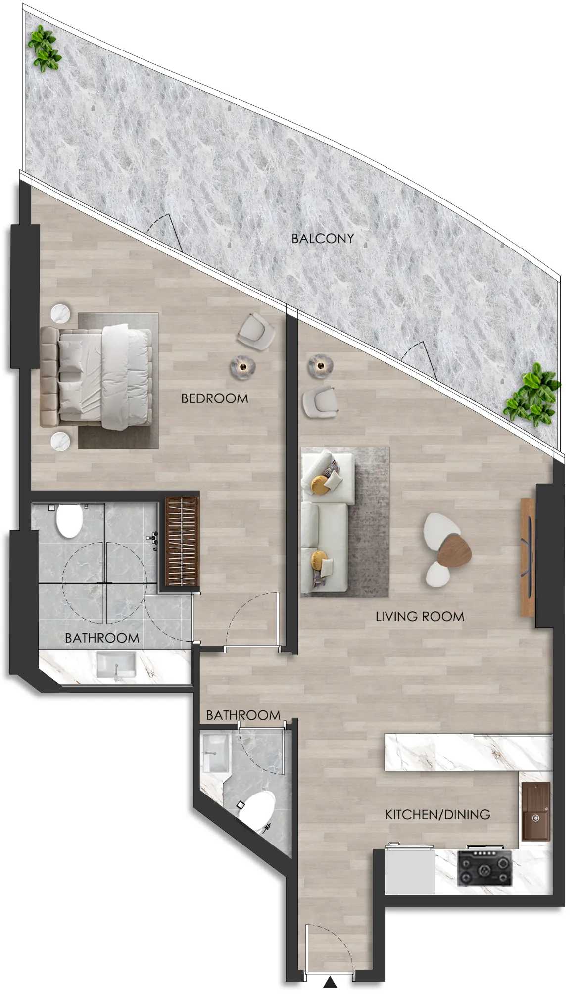 1 bedroom Apartments floor plan at The Beach Residence