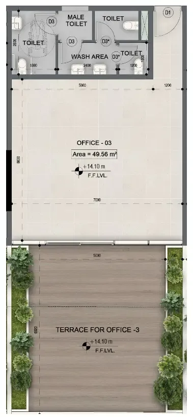  bedroom Office floor plan at Sky Line by Peace Homes