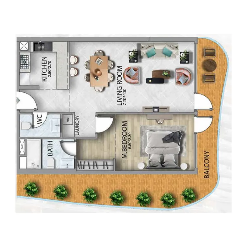1 bedroom Apartments floor plan at 311 Boulevard