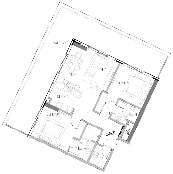 2 bedroom Apartments floor plan at Shoreline