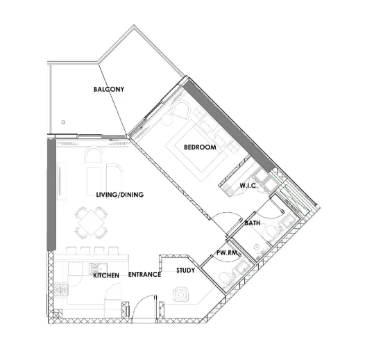 1 bedroom Apartments floor plan at Golf Greens
