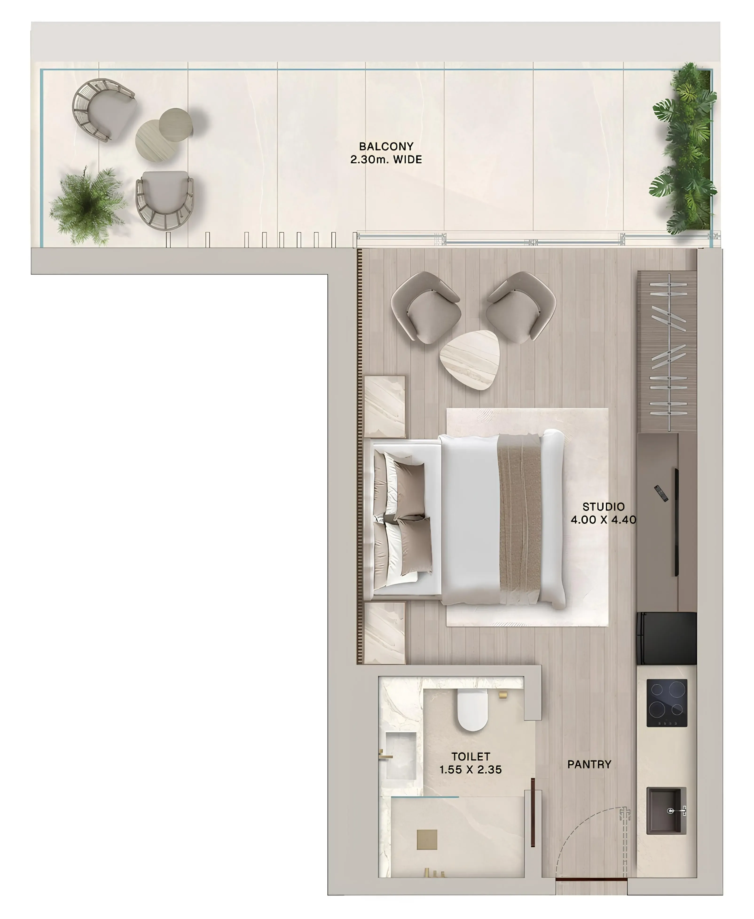 0 bedroom Apartments floor plan at Soléva Beach Residences