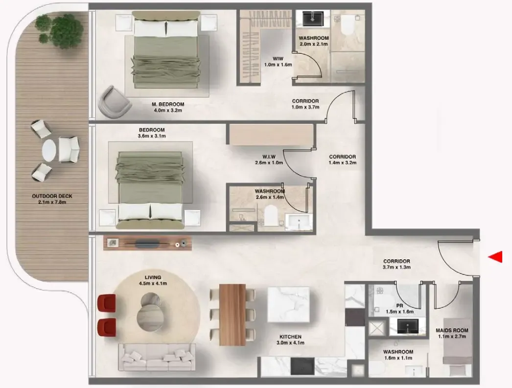 2.5 bedroom Apartments floor plan at The Tides