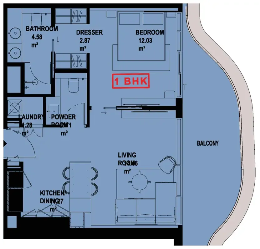 1 bedroom Apartments floor plan at Marquis Horizon