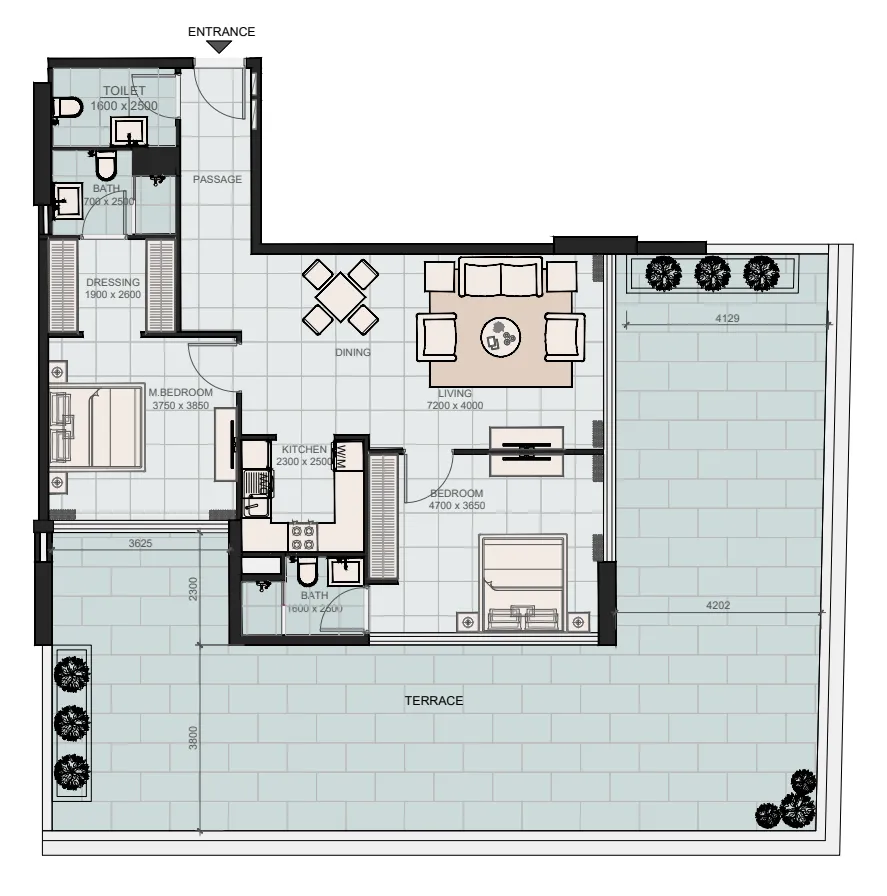 2 bedroom Apartments floor plan at Evora Residences