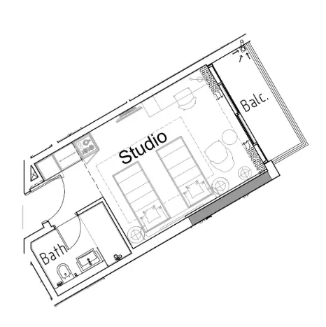 0 bedroom Apartments floor plan at Damac Hills 2 - Hotel Edge by Rotana
