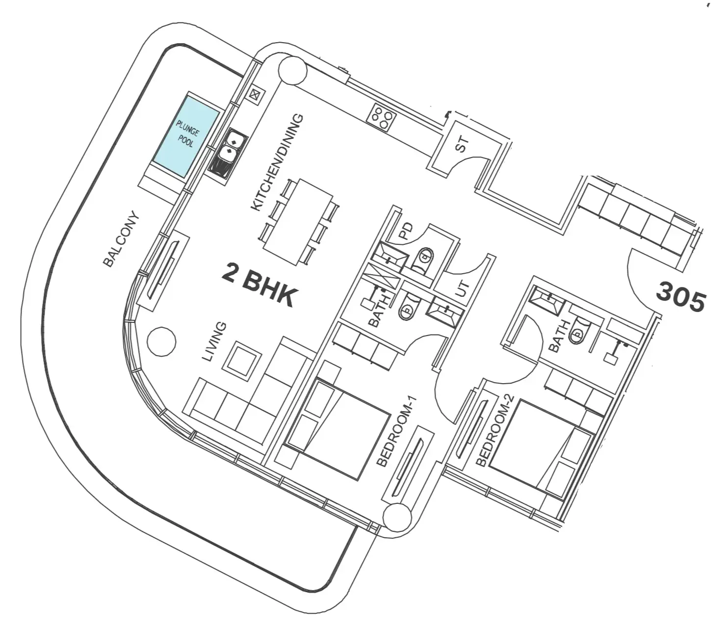 2 bedroom Apartments floor plan at Villa Del Garda