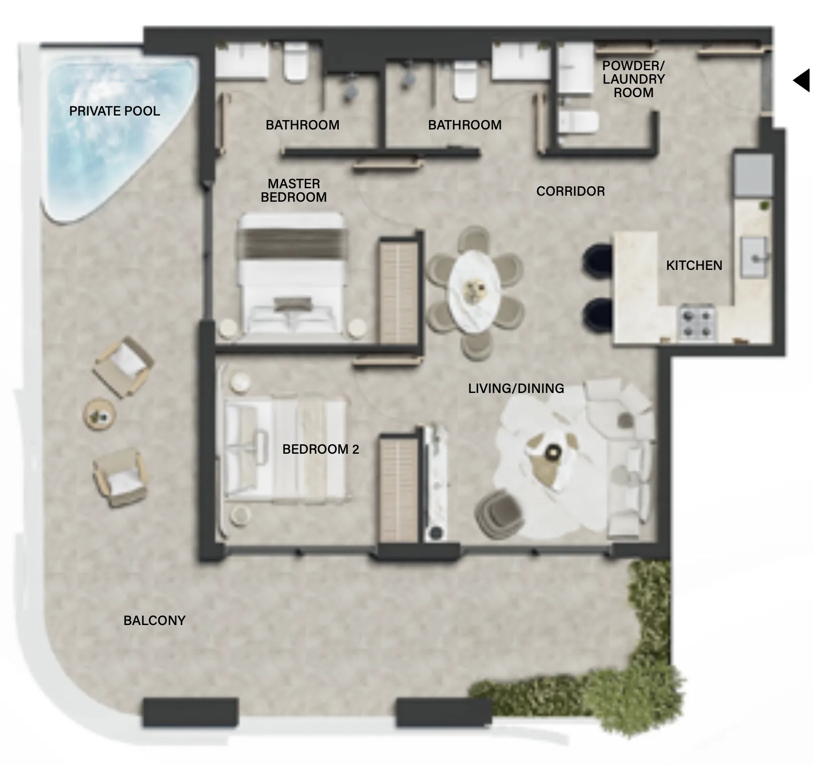 2 bedroom Apartments floor plan at Weybridge Gardens 4