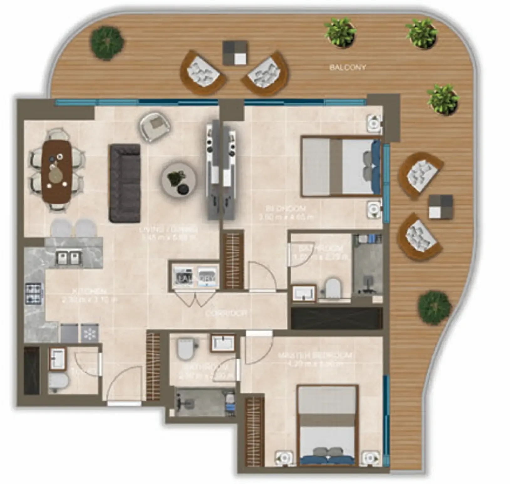 2 bedroom Apartments floor plan at Nova Tower