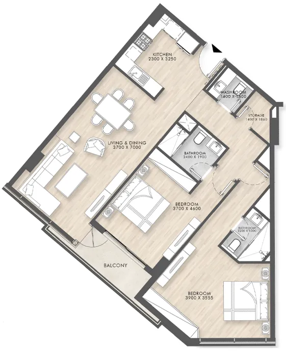 2 bedroom Apartments floor plan at Capital Horizon Terraces