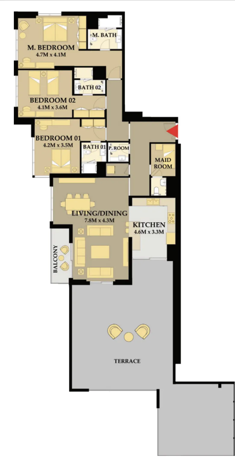 3 bedroom Apartments floor plan at Riva Residence