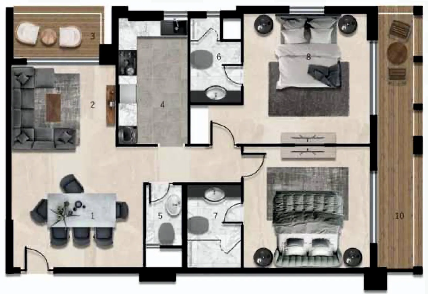 2 bedroom Apartments floor plan at 7 Seasons