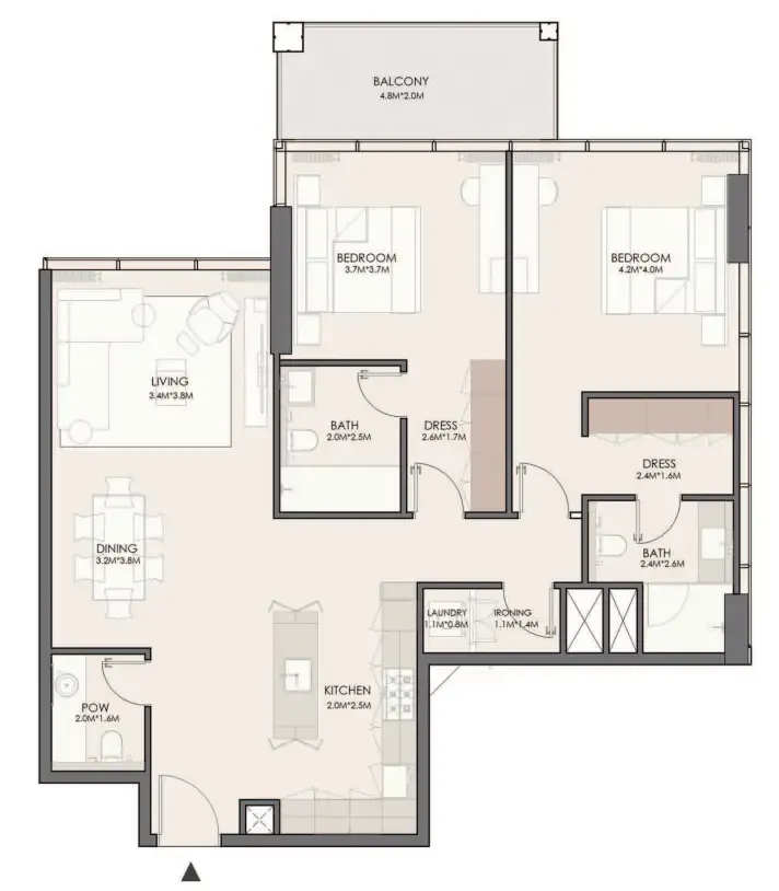 2 bedroom Apartments floor plan at Wynwood Horizon