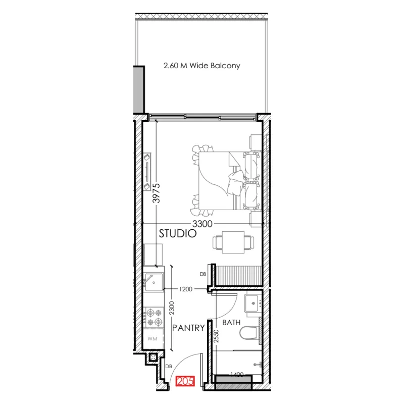 0 bedroom Apartments floor plan at Al Haseen Residences 5