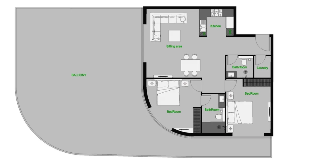 2 bedroom Apartments floor plan at The Central Downtown