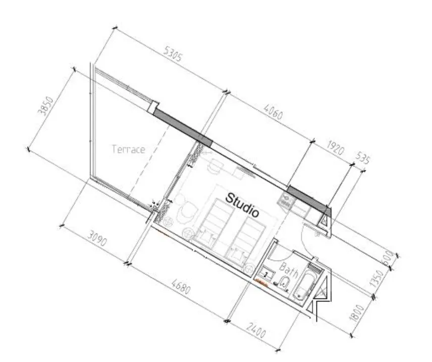 0 bedroom Apartments floor plan at Damac Hills 2 - Hotel Edge by Rotana