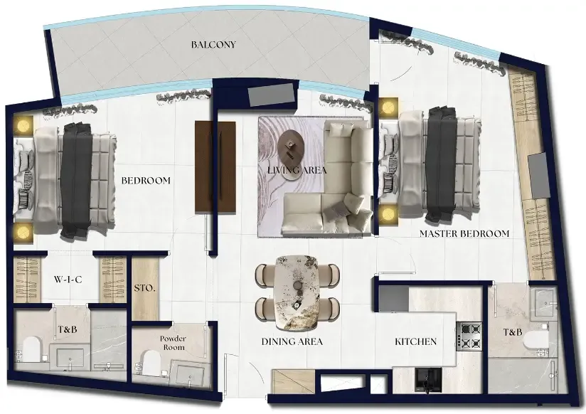 2 bedroom Apartments floor plan at Xenia Residence