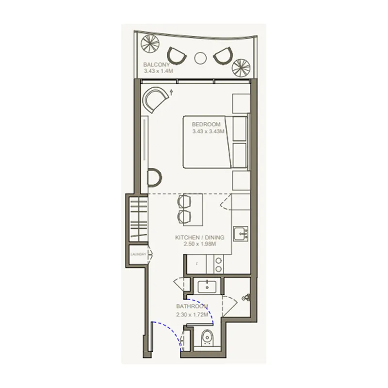 0 bedroom Apartments floor plan at AYA Beachfront Residences