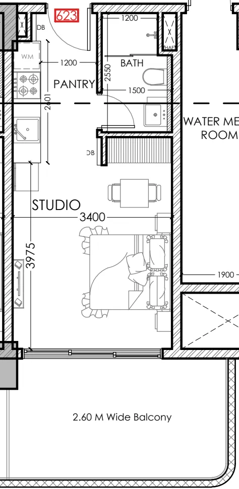 0 bedroom Apartments floor plan at Al Haseen Residences 5