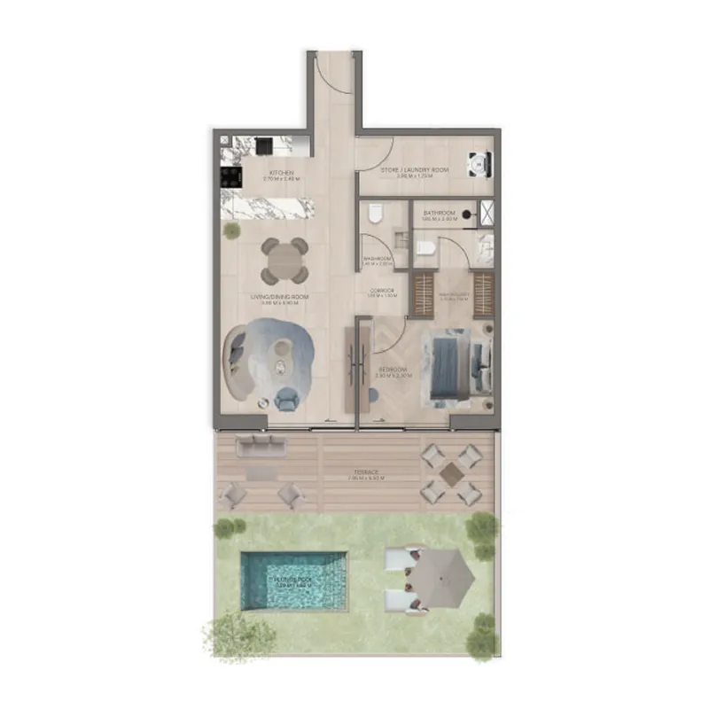 1 bedroom Apartments floor plan at Meriden Beach Residences