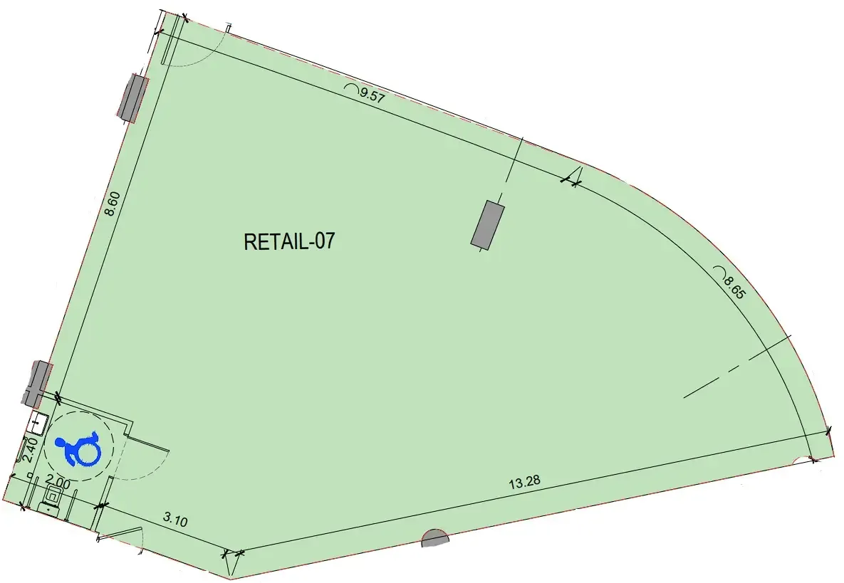  bedroom Retail floor plan at Binghatti Skyflame