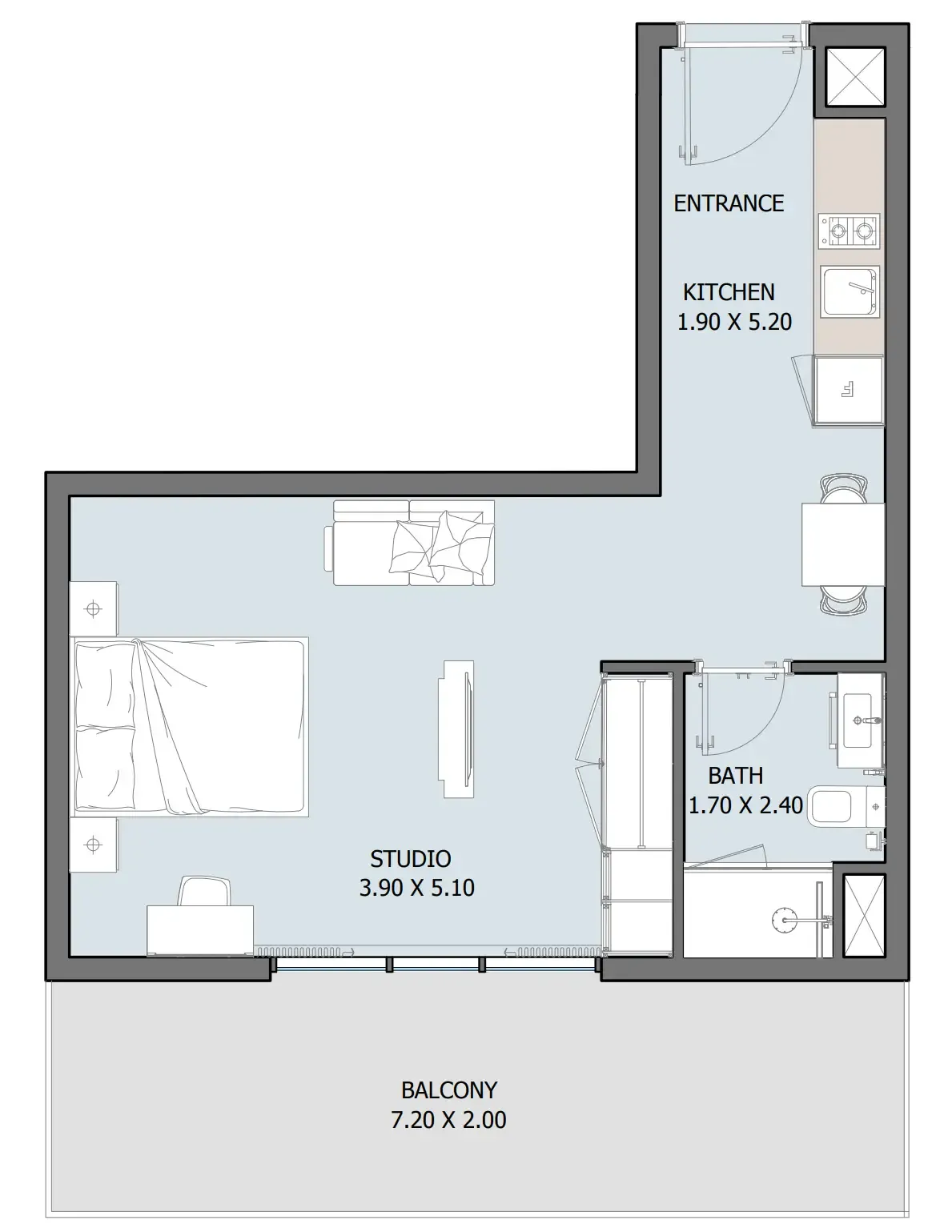 1 bedroom Apartments floor plan at Oceana