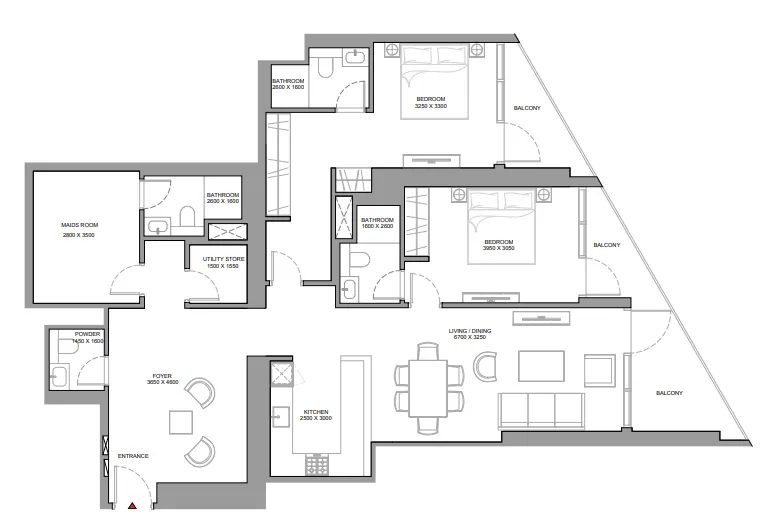 2 bedroom Apartments floor plan at Skyvue Stellar