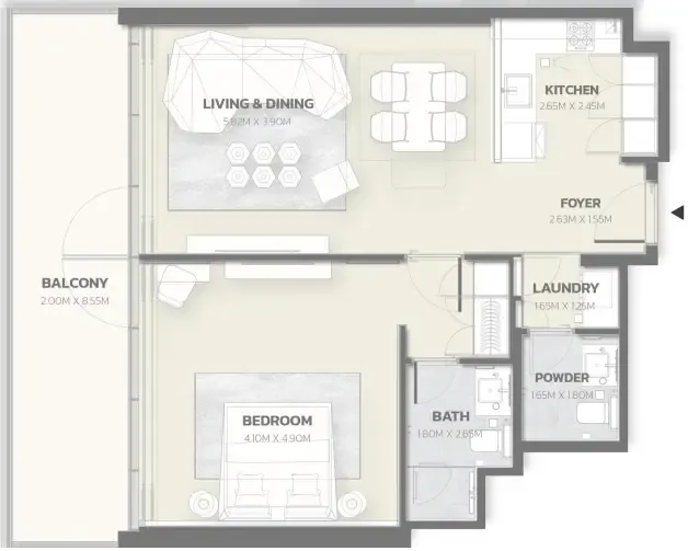 1 bedroom Apartments floor plan at Tonino Lamborghini Residences
