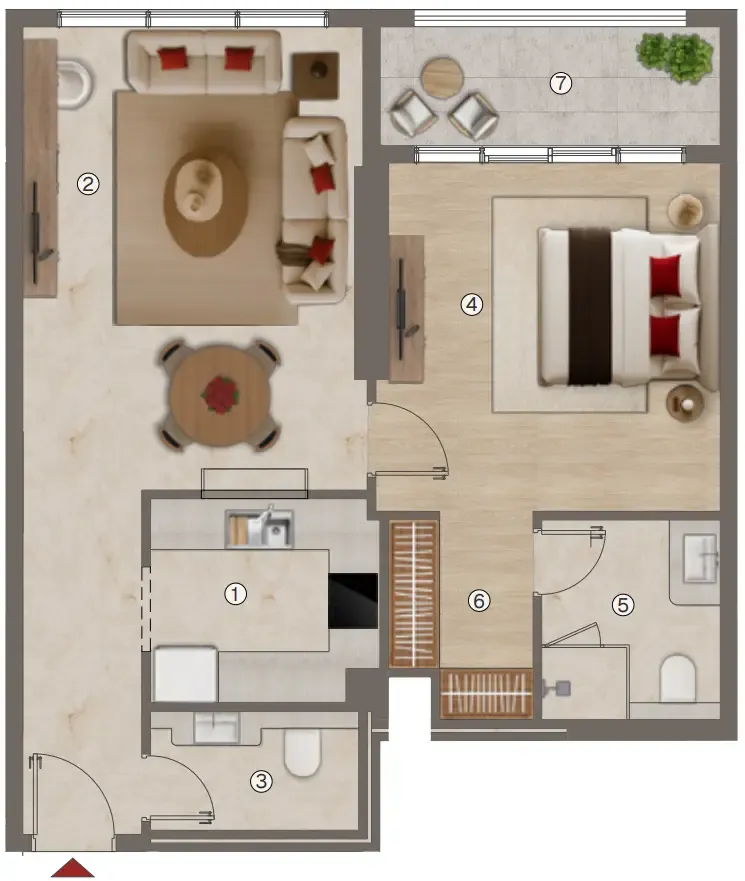 1 bedroom Apartments floor plan at Ramada Residences by Wyndham
