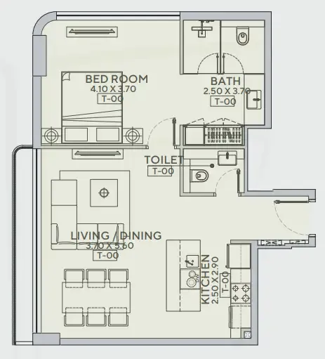1 bedroom Apartments floor plan at Trillium Heights