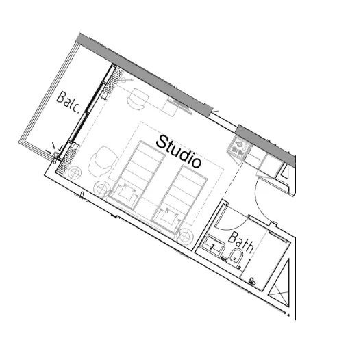 0 bedroom Apartments floor plan at Damac Hills 2 - Hotel Edge by Rotana