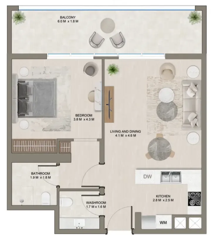 1 bedroom Apartments floor plan at The Corner