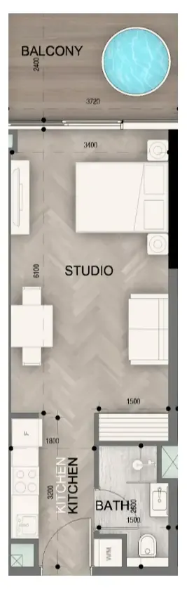 0 bedroom Apartments floor plan at Sky Line by Peace Homes