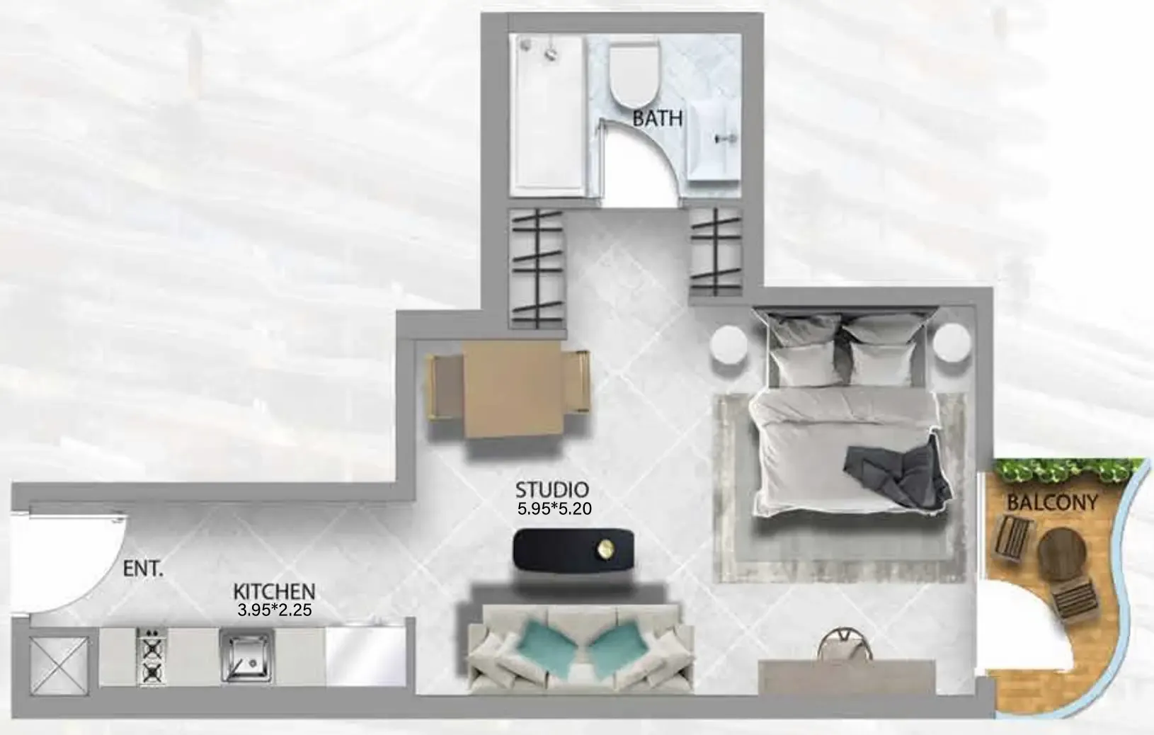 0 bedroom Apartments floor plan at 311 Boulevard