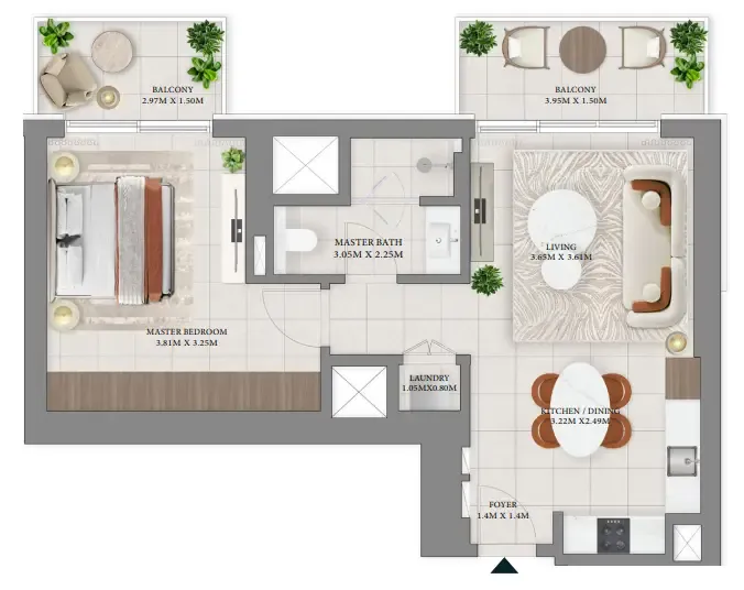 1 bedroom Apartments floor plan at Vida Residences Hillside