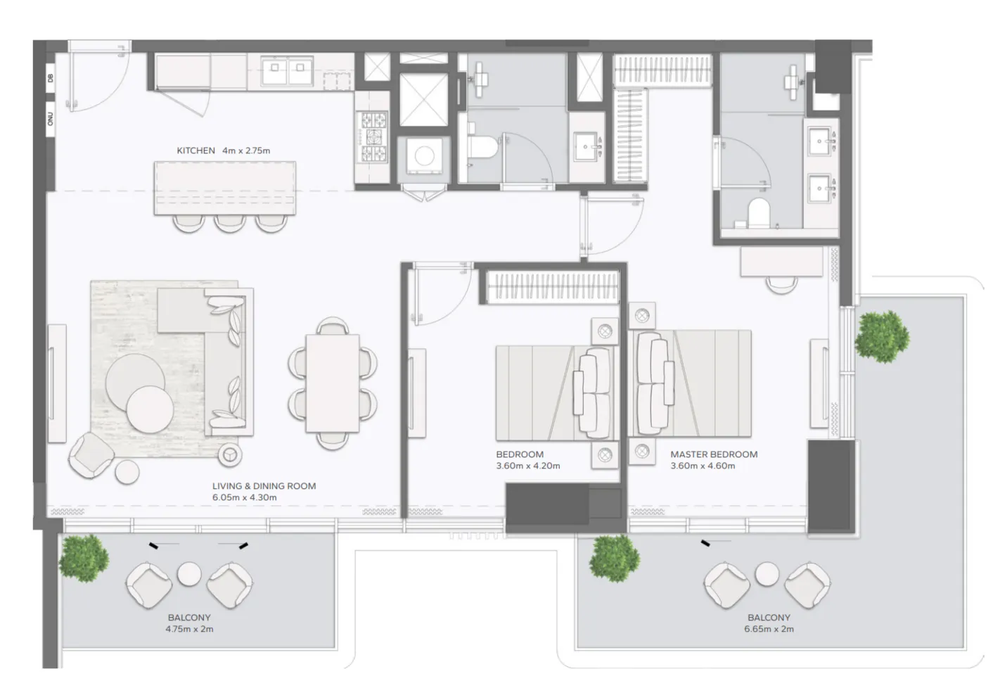 2 bedroom Apartments floor plan at Mansory Residences by Amaal