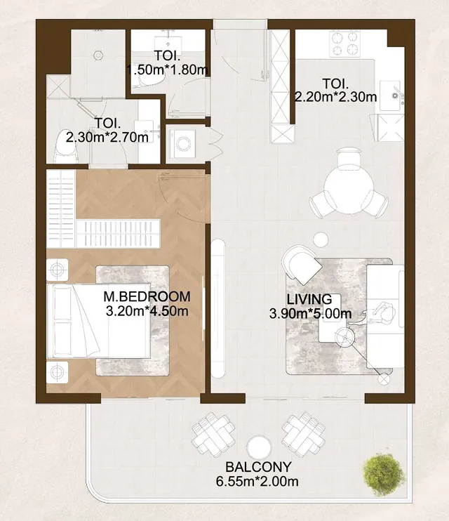 1 bedroom Apartments floor plan at Sports View 2