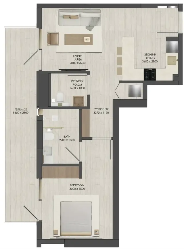 1 bedroom Apartments floor plan at JAD 288